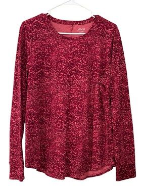 NWOT bcg Women's Long Sleeve Crewneck Top - Red Marl